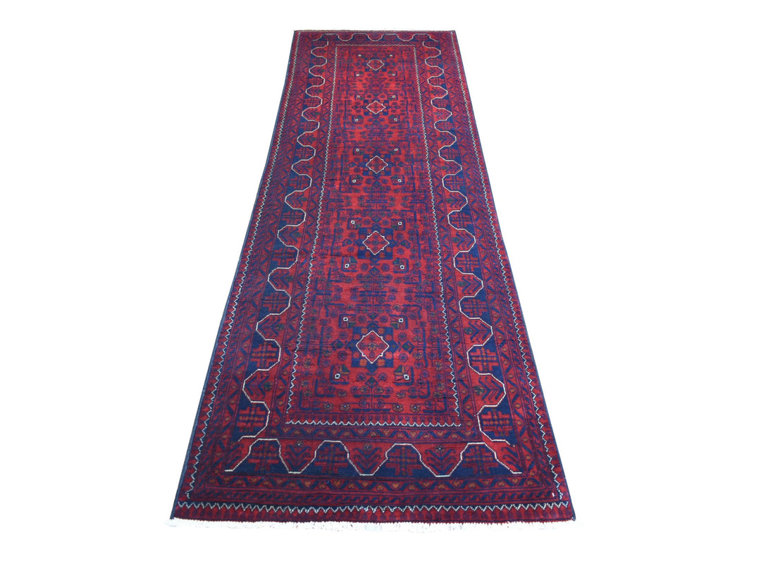 3'0" x 9'3" New Hand Knotted Red Wool Runner Oriental Rug - MOA10271821