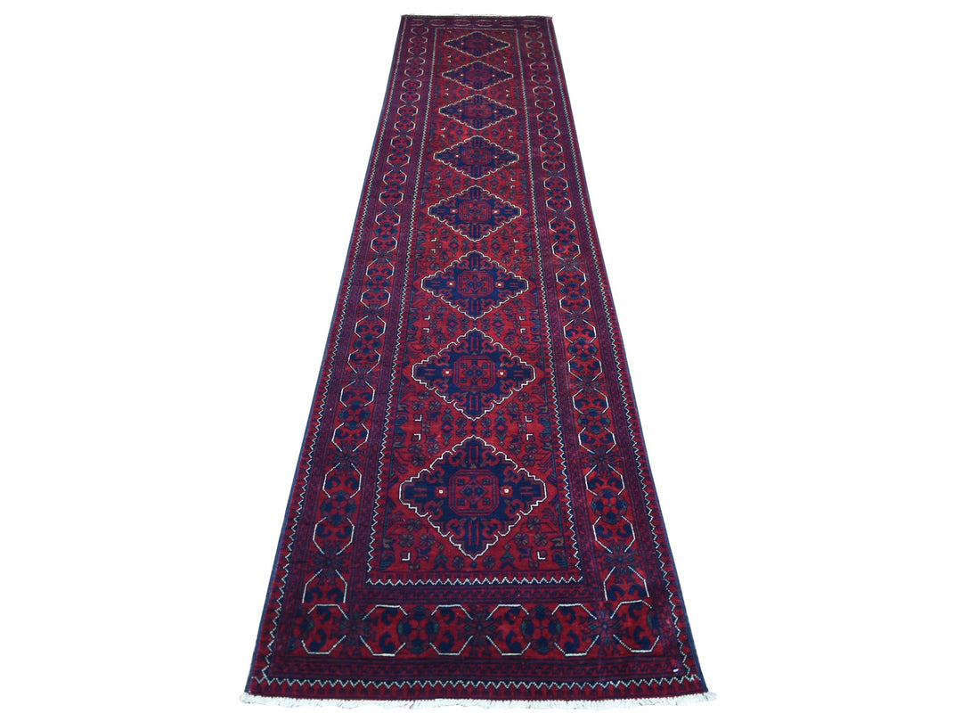 2'7" x 13'0" New Hand Knotted Red Wool Runner Oriental Rug - MOA10271823