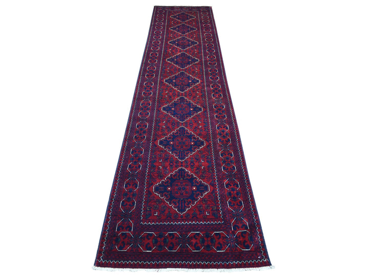 2'7" x 13'0" New Hand Knotted Red Wool Runner Oriental Rug - MOA10271823