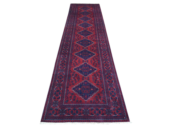 3'0" x 12'8" New Hand Knotted Red Wool Runner Oriental Rug - MOA10271825