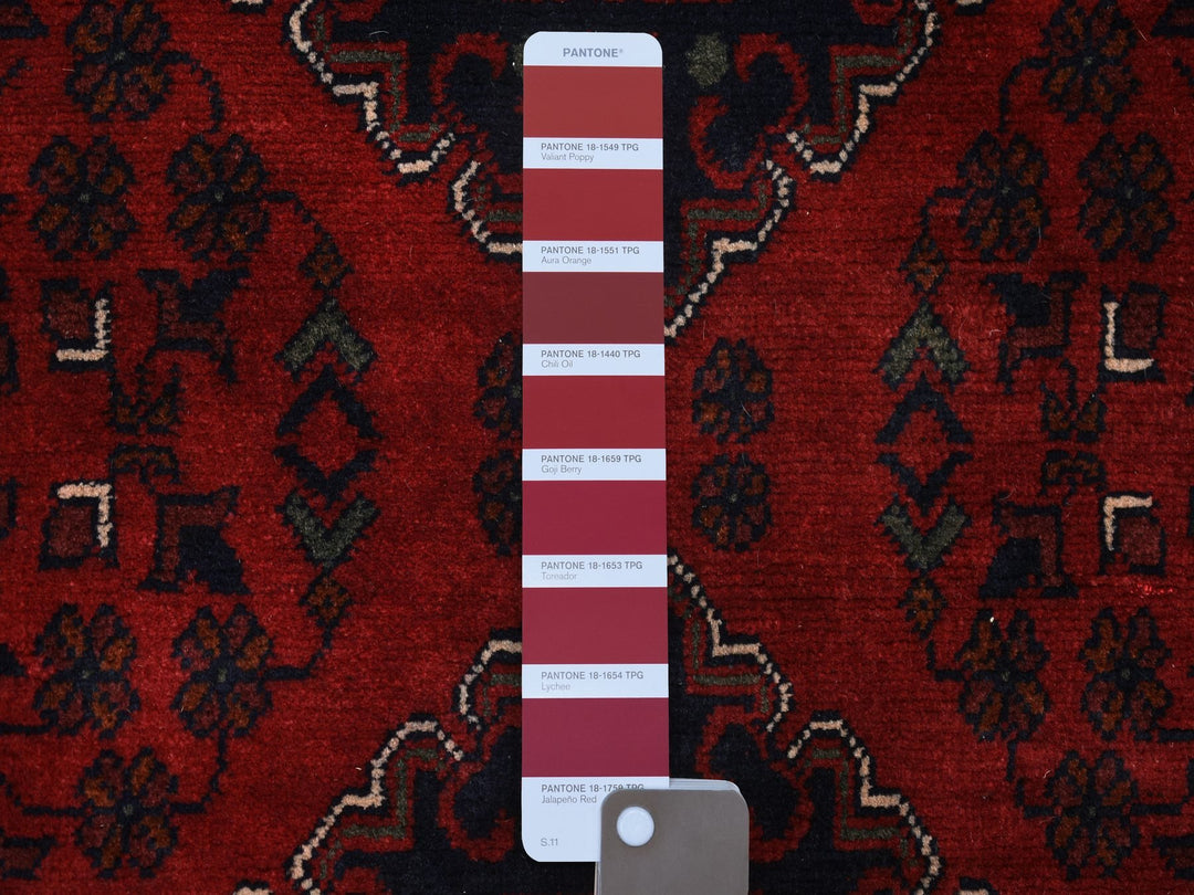 3'0" x 12'8" New Hand Knotted Red Wool Runner Oriental Rug - MOA10271825