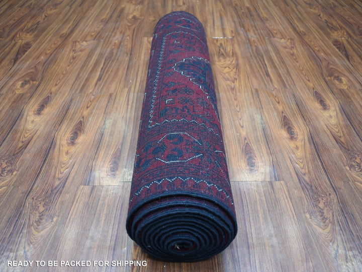 3'0" x 12'8" New Hand Knotted Red Wool Runner Oriental Rug - MOA10271825