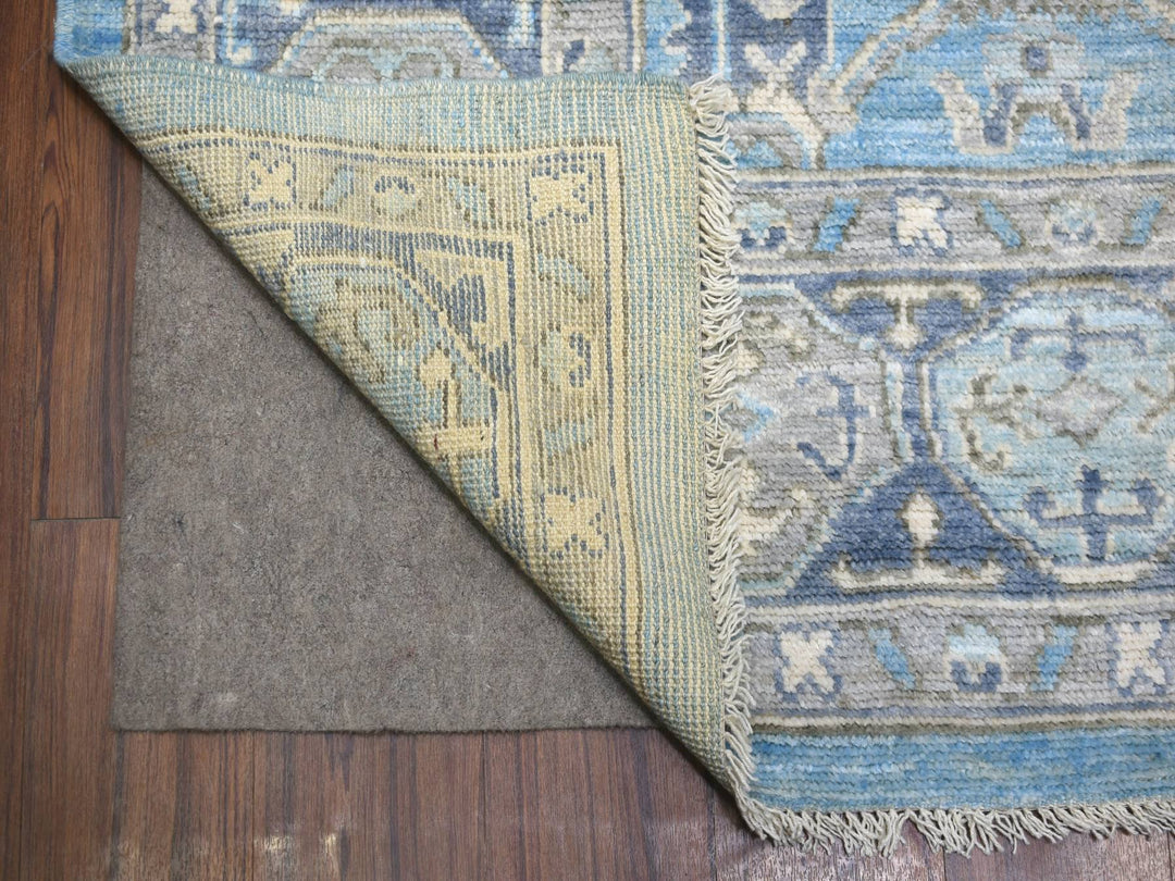8'0" x 9'6" New Hand Knotted Blue Wool Rectangle Oriental Rug - MOA10271832