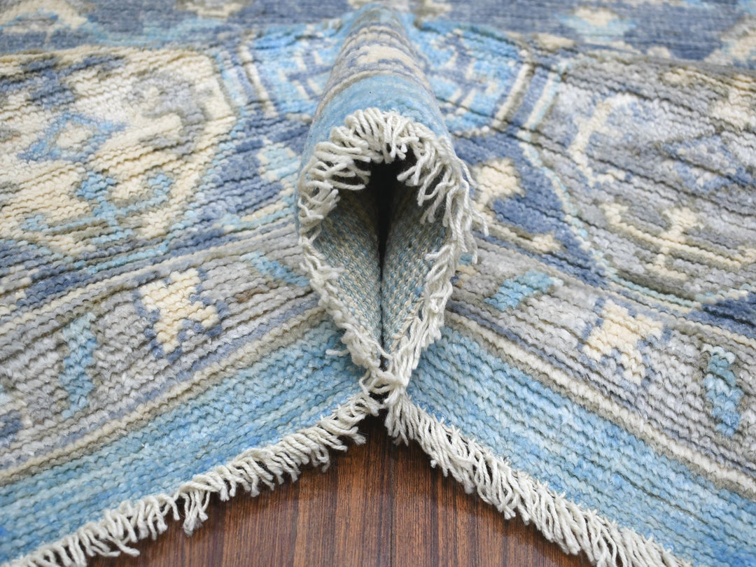 8'0" x 9'6" New Hand Knotted Blue Wool Rectangle Oriental Rug - MOA10271832