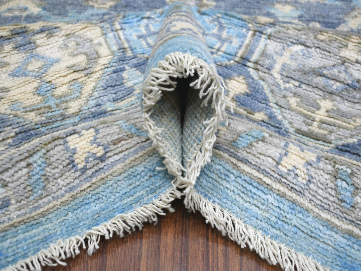 8'0" x 9'6" New Hand Knotted Blue Wool Rectangle Oriental Rug - MOA10271832