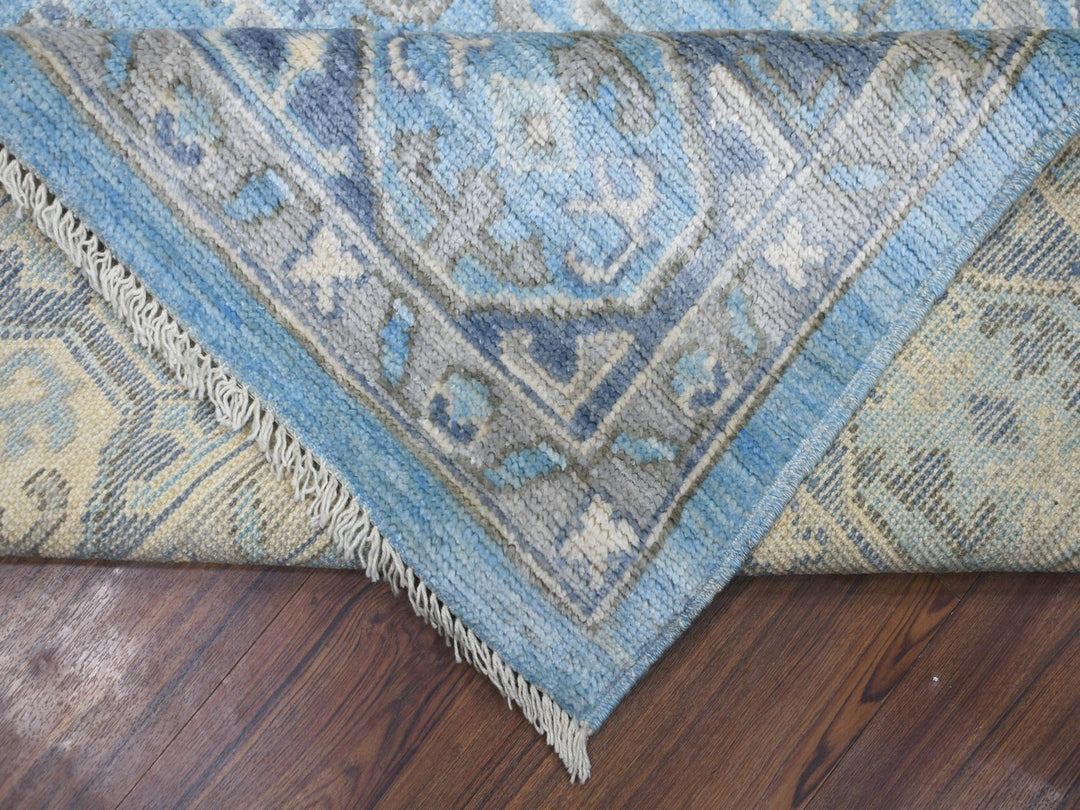 8'0" x 9'6" New Hand Knotted Blue Wool Rectangle Oriental Rug - MOA10271832