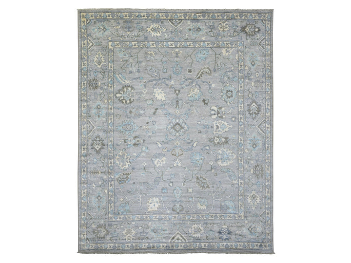 8'1" x 10'4" New Hand Knotted Grey Wool Rectangle Oriental Rug - MOA10271839