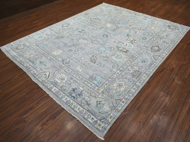 8'1" x 10'4" New Hand Knotted Grey Wool Rectangle Oriental Rug - MOA10271839
