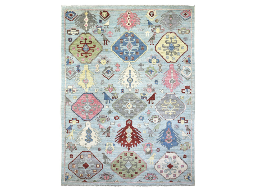 8'10" x 11'8" New Hand Knotted Blue Wool Rectangle Oriental Rug - MOA10271847