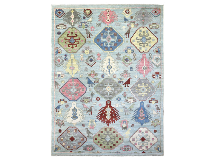 8'10" x 11'8" New Hand Knotted Blue Wool Rectangle Oriental Rug - MOA10271847
