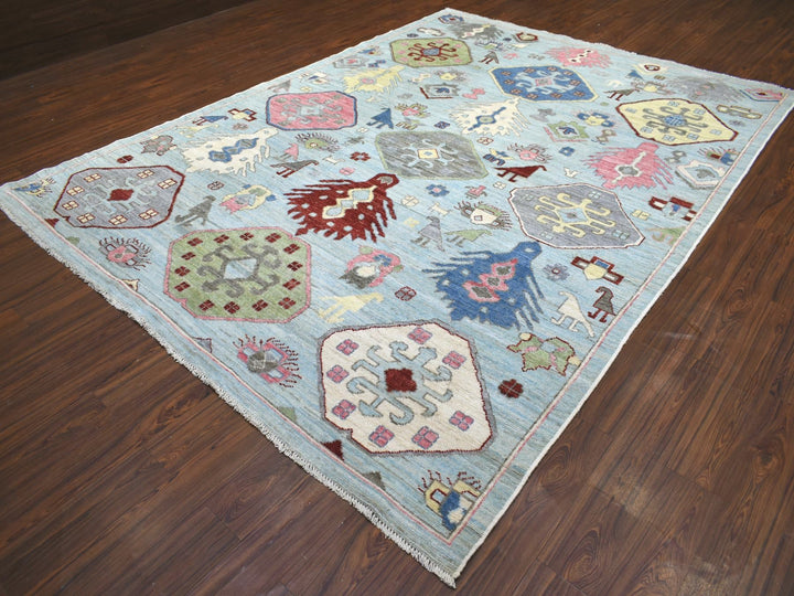 8'10" x 11'8" New Hand Knotted Blue Wool Rectangle Oriental Rug - MOA10271847