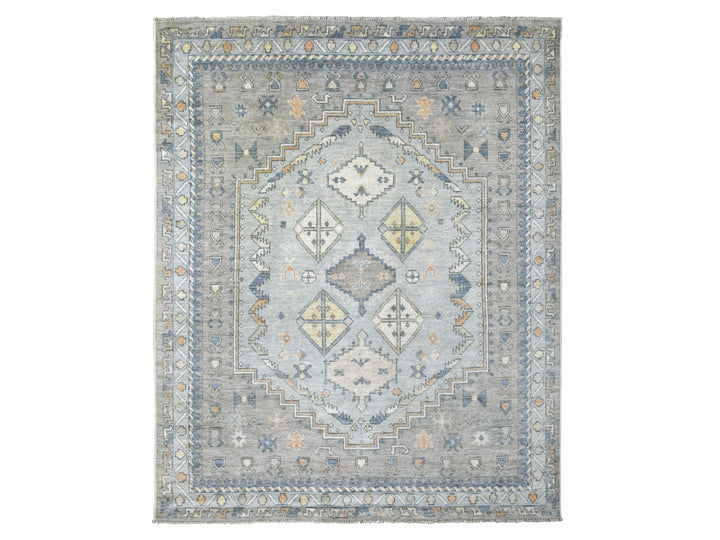 8'0" x 9'10" New Hand Knotted Grey Wool Rectangle Oriental Rug - MOA10271865
