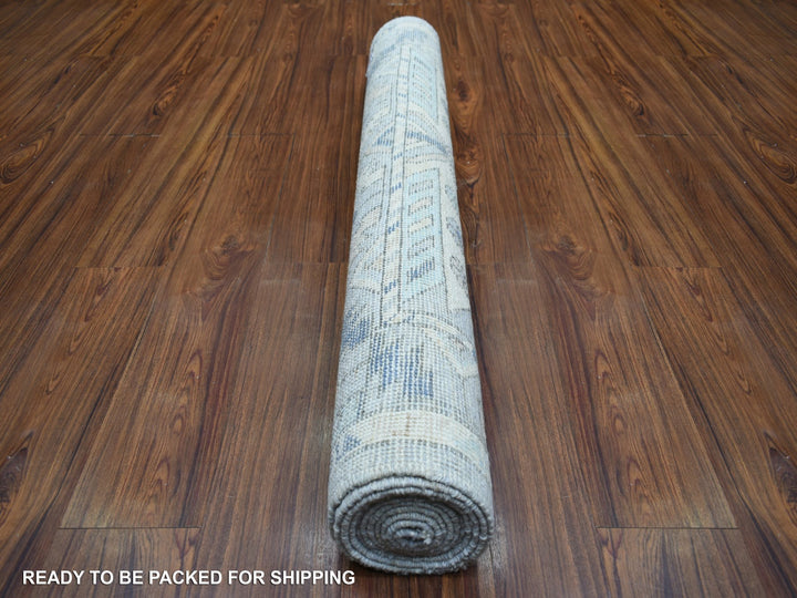 4'0" x 10'0" New Hand Knotted Grey Wool Runner Oriental Rug - MOA10271871
