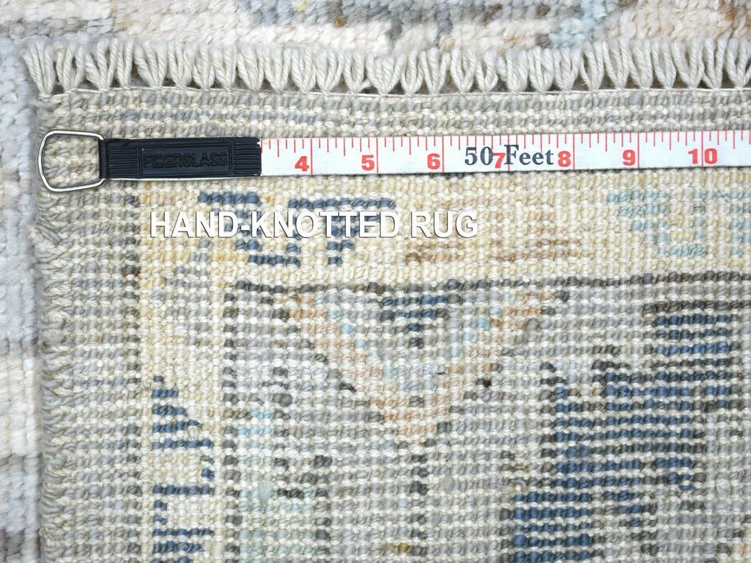 4'0" x 10'0" New Hand Knotted Grey Wool Runner Oriental Rug - MOA10271871