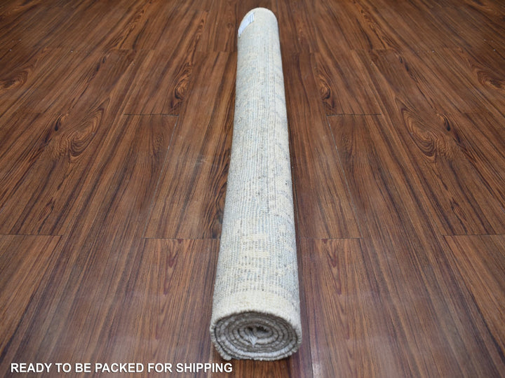 4'1" x 6'1" New Hand Knotted Ivory Wool Rectangle Oriental Rug - MOA10271875