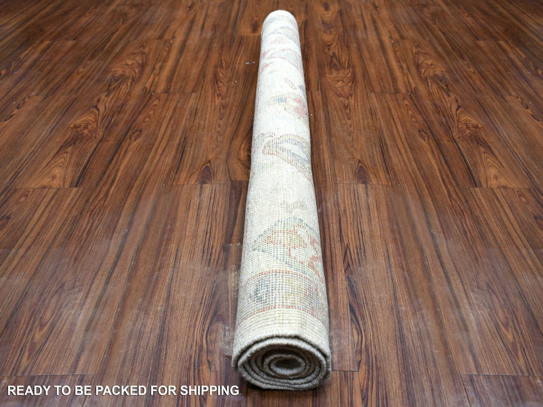 4'2" x 5'7" New Hand Knotted Ivory Wool Rectangle Oriental Rug - MOA10271877