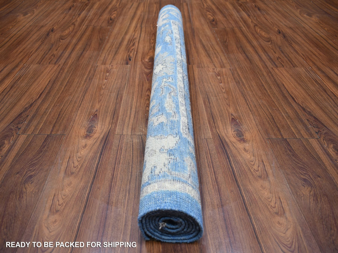 4'0" x 6'0" New Hand Knotted Blue Wool Rectangle Oriental Rug - MOA10271878