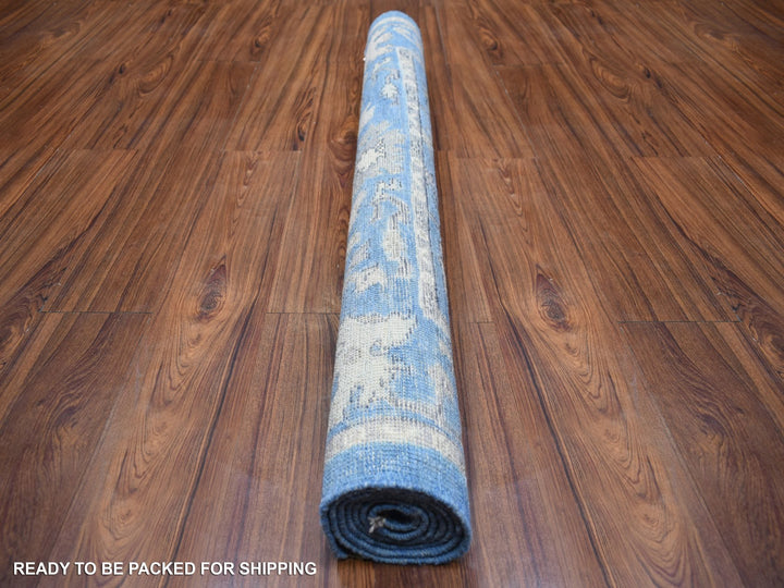 4'0" x 6'0" New Hand Knotted Blue Wool Rectangle Oriental Rug - MOA10271878