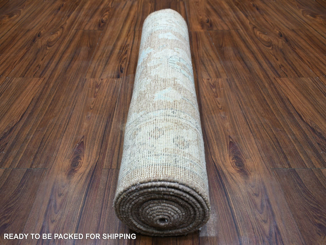 2'10" x 17'1" New Hand Knotted Brown Wool Runner Oriental Rug - MOA10271880