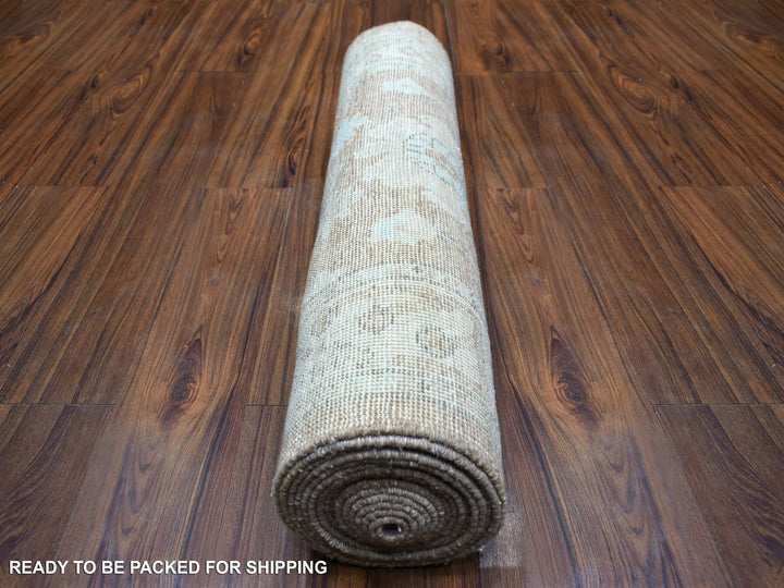 2'10" x 17'1" New Hand Knotted Brown Wool Runner Oriental Rug - MOA10271880