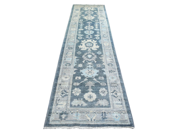 3'0" x 11'7" New Hand Knotted Grey Wool Runner Oriental Rug - MOA10271883