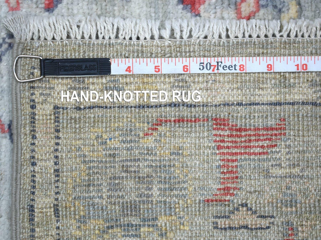 2'7" x 9'5" New Hand Knotted Grey Wool Runner Oriental Rug - MOA10271885