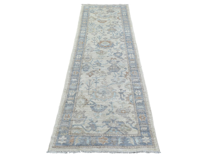 2'10" x 9'5" New Hand Knotted Ivory Wool Runner Oriental Rug - MOA10271891