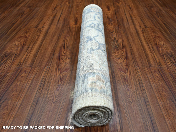2'10" x 9'5" New Hand Knotted Ivory Wool Runner Oriental Rug - MOA10271891