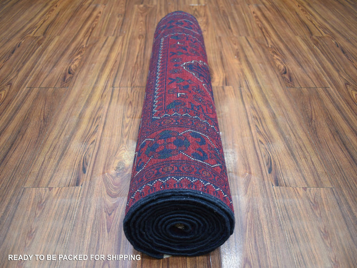 2'10" x 12'6" New Hand Knotted Red Wool Runner Oriental Rug - MOA10271897