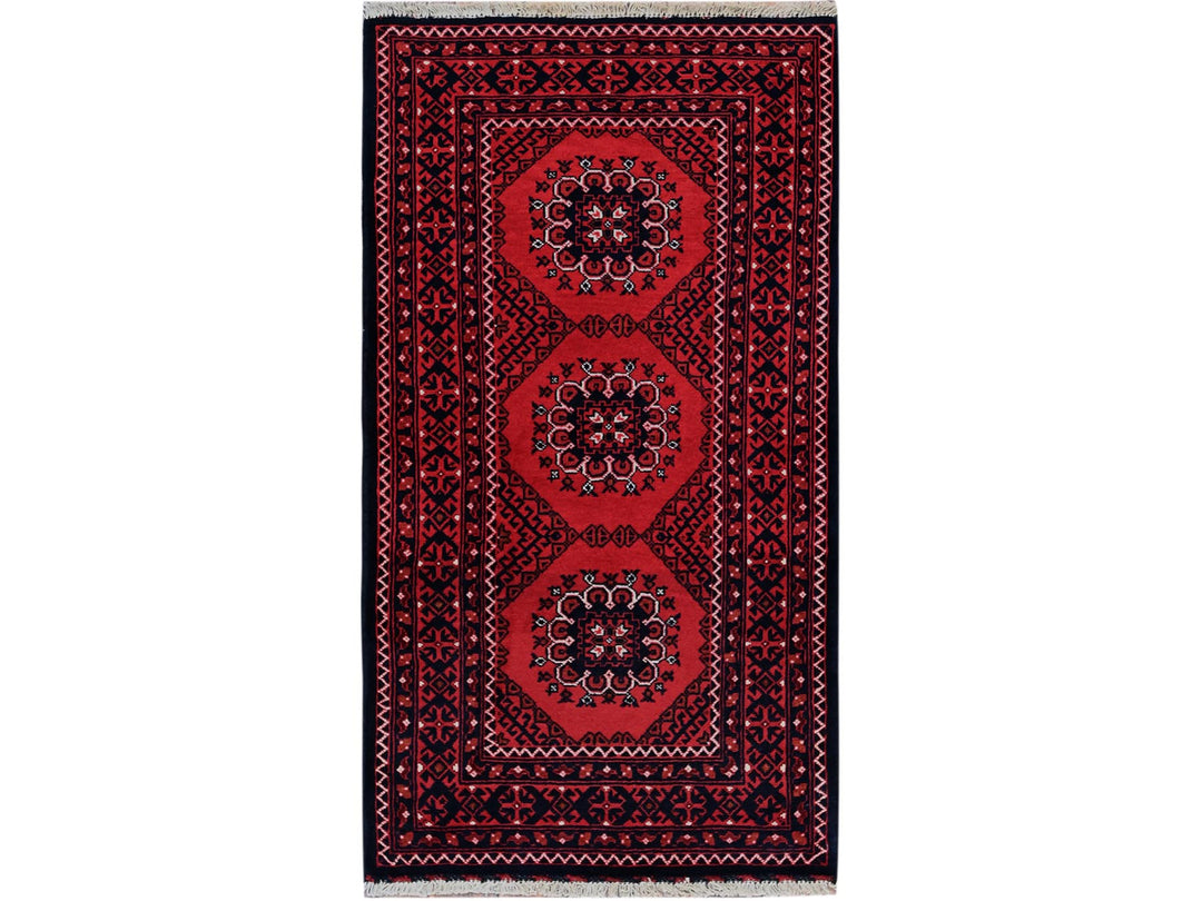 2'2" x 3'10" New Hand Knotted Red Wool Rectangle Oriental Rug - MOA102718