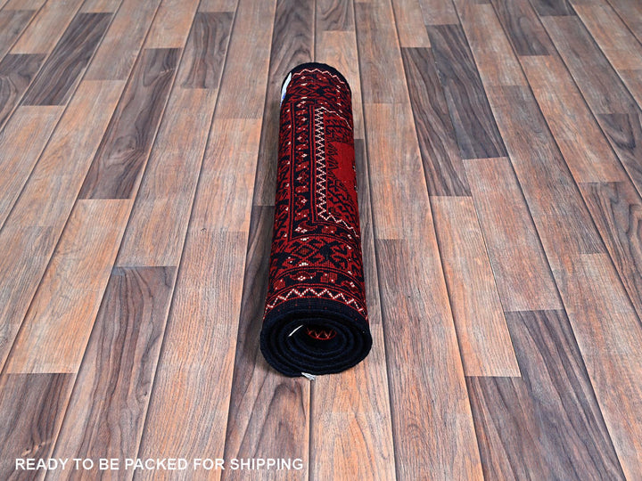 2'2" x 3'10" New Hand Knotted Red Wool Rectangle Oriental Rug - MOA102718