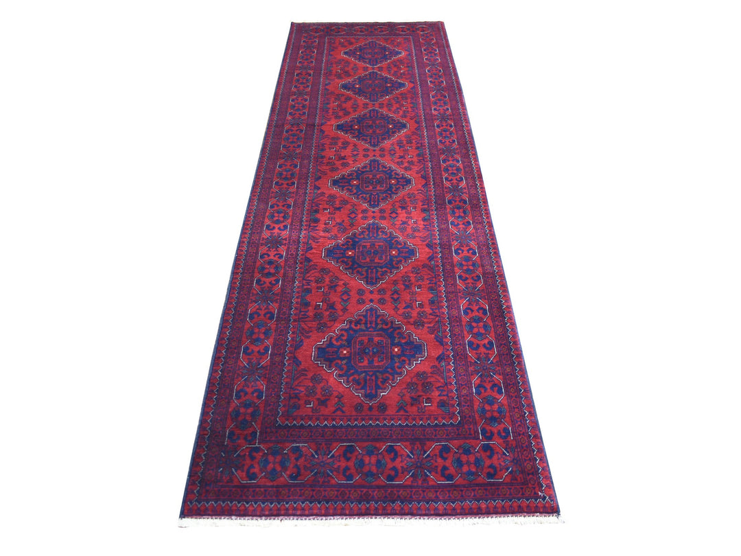 3'0" x 9'7" New Hand Knotted Red Wool Runner Oriental Rug - MOA10271901