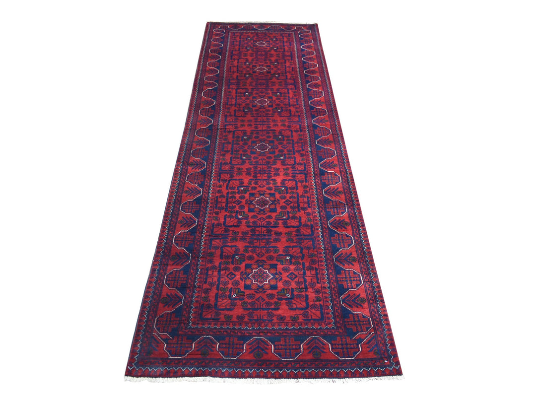 2'10" x 9'4" New Hand Knotted Red Wool Runner Oriental Rug - MOA10271903