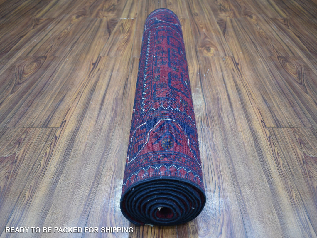 2'10" x 9'4" New Hand Knotted Red Wool Runner Oriental Rug - MOA10271903