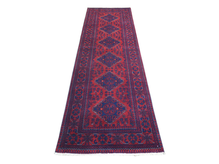 2'9" x 9'7" New Hand Knotted Red Wool Runner Oriental Rug - MOA10271904