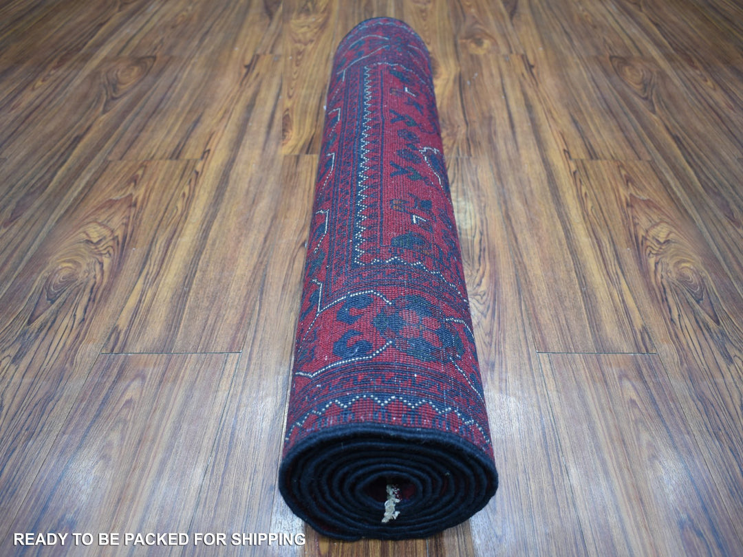 2'9" x 9'7" New Hand Knotted Red Wool Runner Oriental Rug - MOA10271904