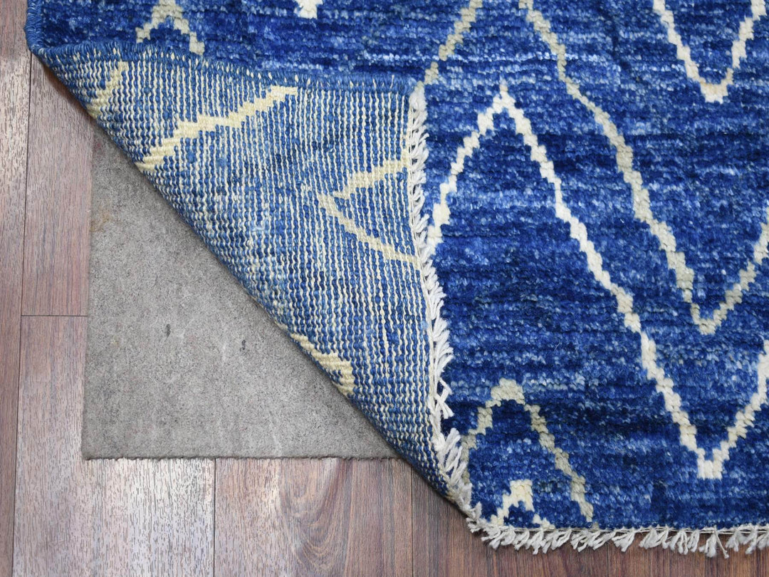 3'10" x 5'9" New Hand Knotted Blue Wool Rectangle Oriental Rug - MOA10271910