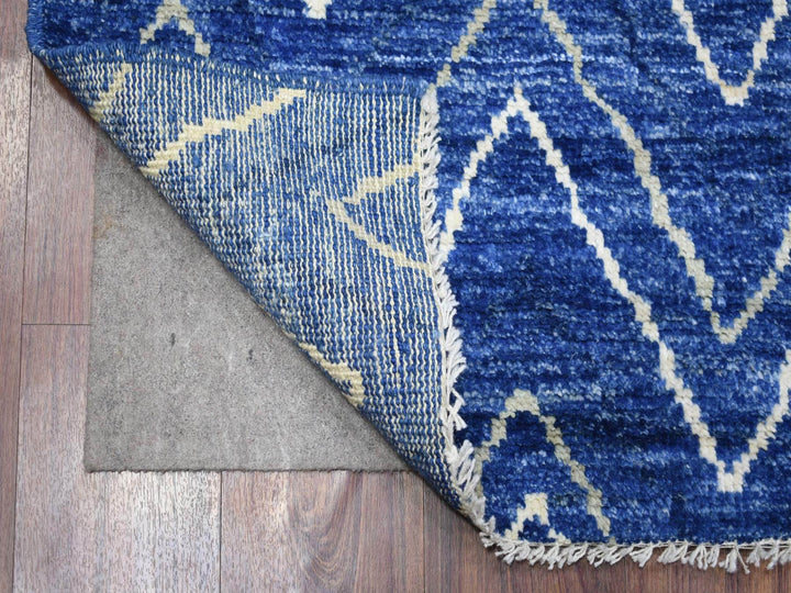 3'10" x 5'9" New Hand Knotted Blue Wool Rectangle Oriental Rug - MOA10271910