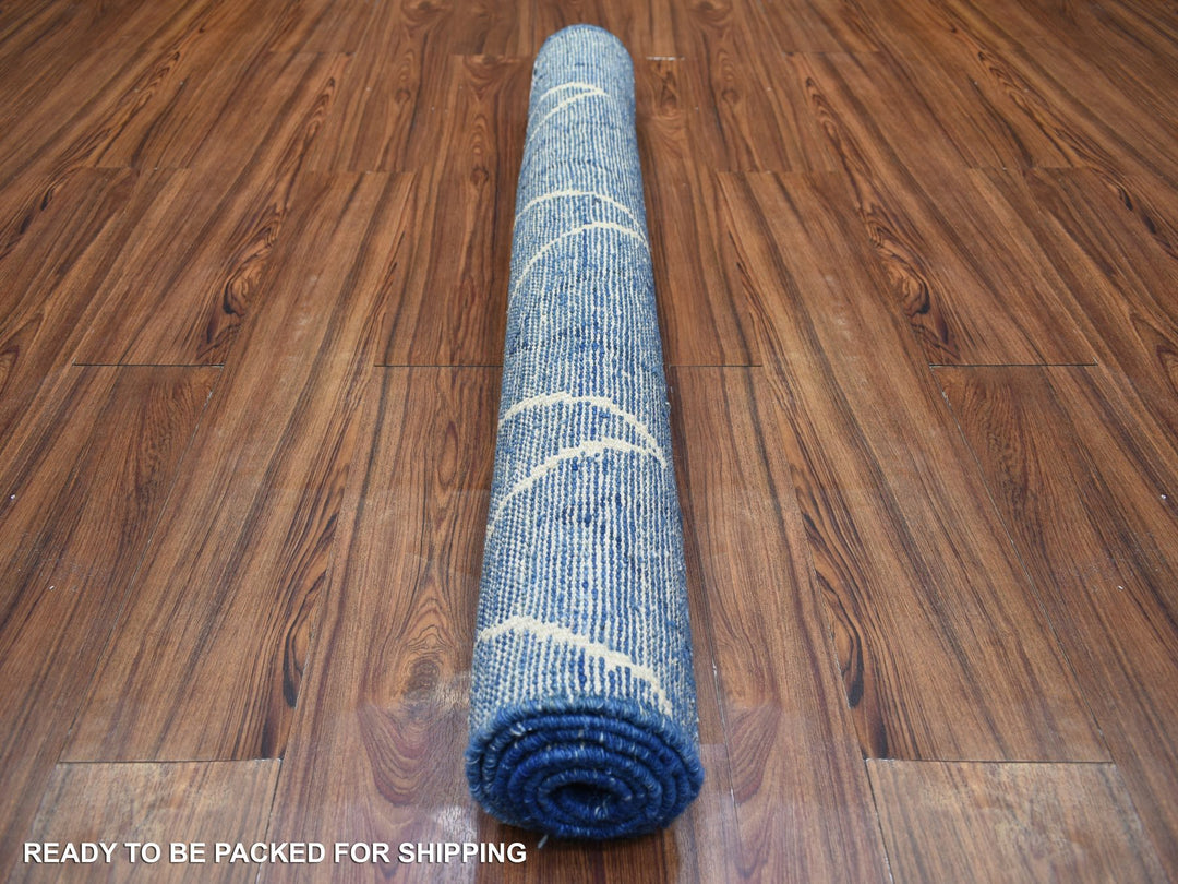 3'10" x 5'9" New Hand Knotted Blue Wool Rectangle Oriental Rug - MOA10271910