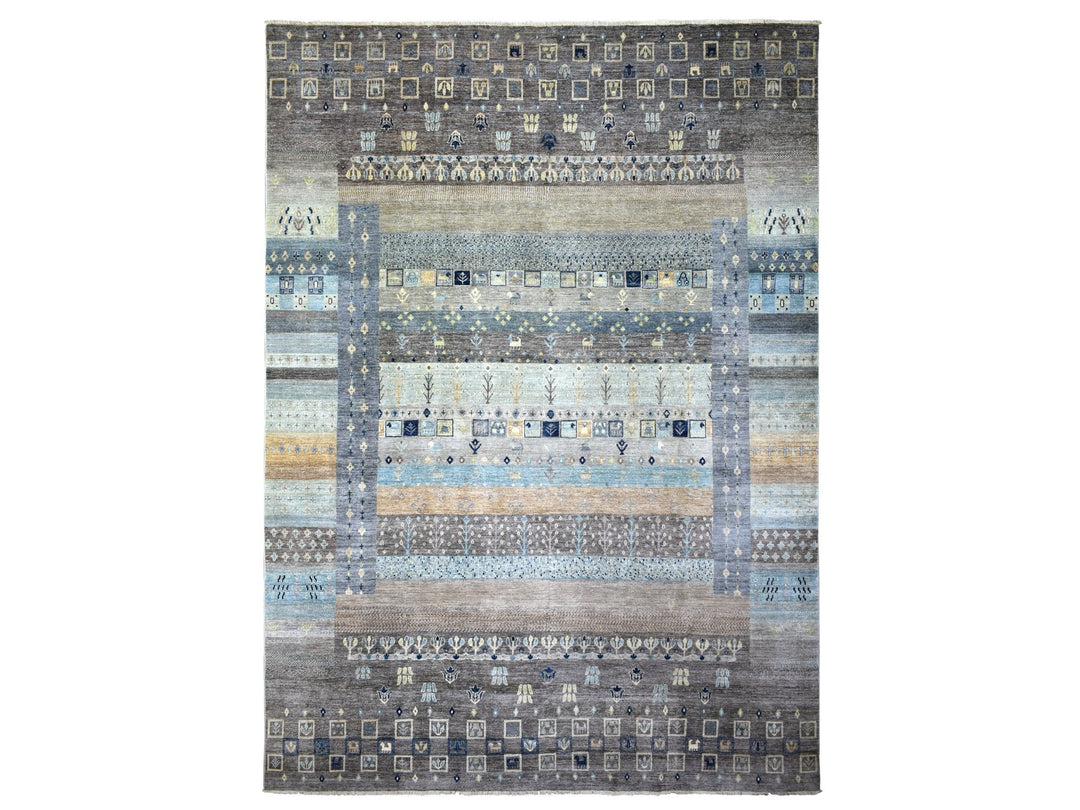 10'0" x 13'8" New Hand Knotted Grey Wool Rectangle Oriental Rug - MOA10271917