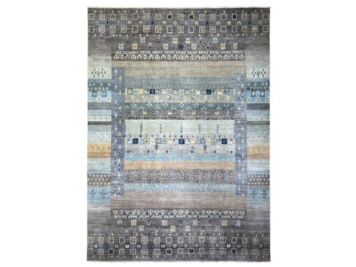 10'0" x 13'8" New Hand Knotted Grey Wool Rectangle Oriental Rug - MOA10271917