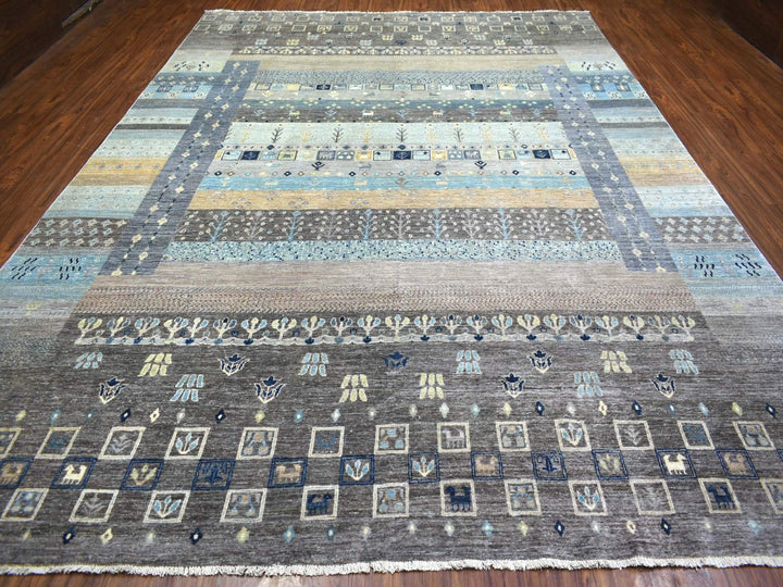 10'0" x 13'8" New Hand Knotted Grey Wool Rectangle Oriental Rug - MOA10271917