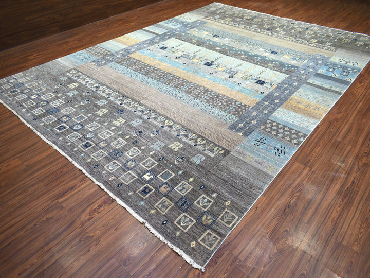 10'0" x 13'8" New Hand Knotted Grey Wool Rectangle Oriental Rug - MOA10271917