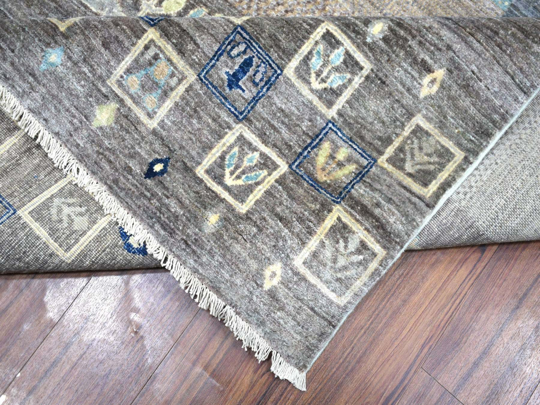 10'0" x 13'8" New Hand Knotted Grey Wool Rectangle Oriental Rug - MOA10271917