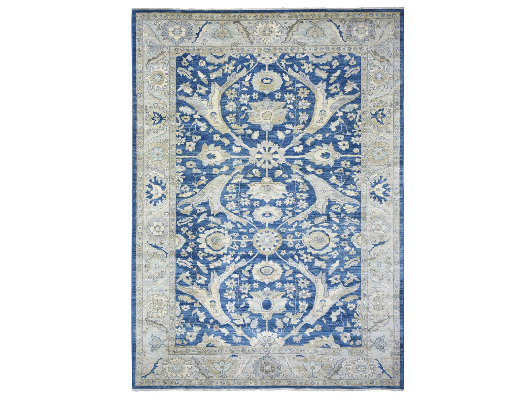 8'10" x 12'4" New Hand Knotted Blue Wool Rectangle Oriental Rug - MOA10271940