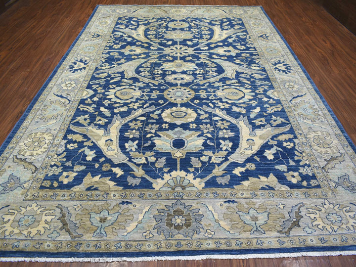 8'10" x 12'4" New Hand Knotted Blue Wool Rectangle Oriental Rug - MOA10271940