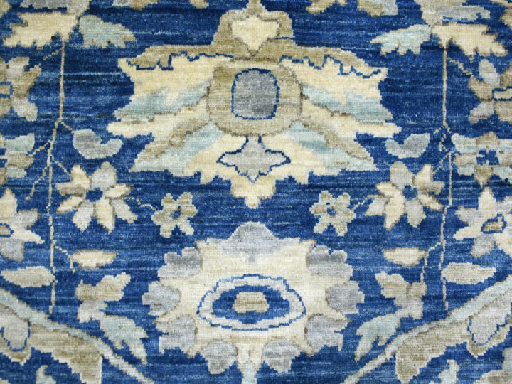 8'10" x 12'4" New Hand Knotted Blue Wool Rectangle Oriental Rug - MOA10271940