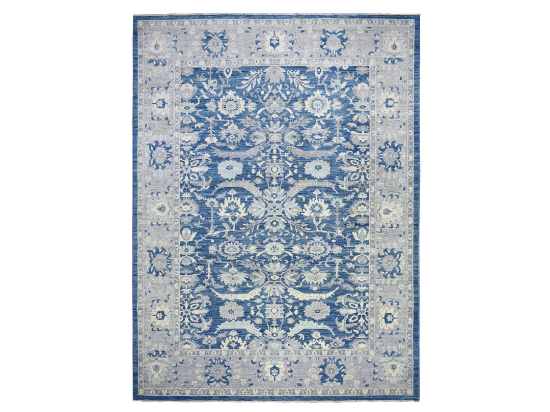10'2" x 13'6" New Hand Knotted Blue Wool Rectangle Oriental Rug - MOA10271946