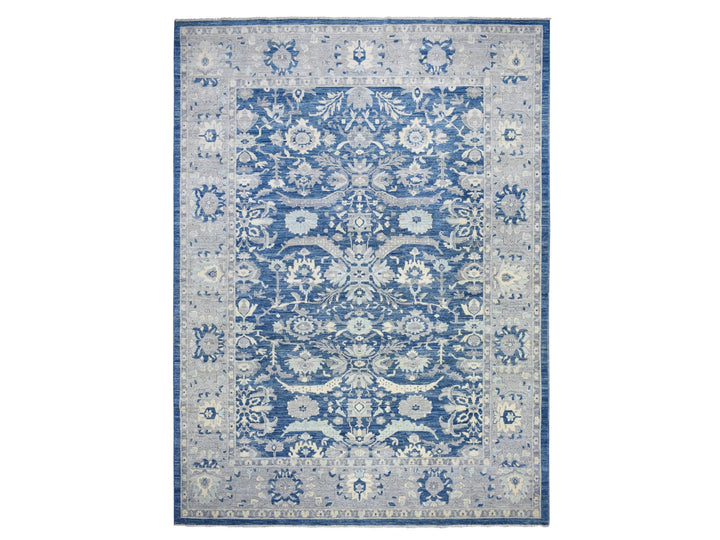 10'2" x 13'6" New Hand Knotted Blue Wool Rectangle Oriental Rug - MOA10271946