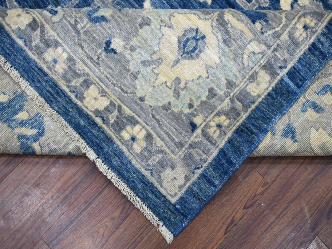10'2" x 13'6" New Hand Knotted Blue Wool Rectangle Oriental Rug - MOA10271946
